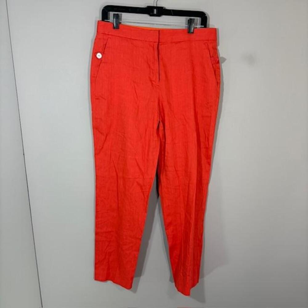 Rag & Bone Dress Pants Womens 4 Orange Linen Blend Tapered Ankle Zip Portugal
